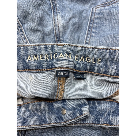 American Eagle Jeans 10 Blue Curvy Super High Rise Baggy Wide Leg Cargo - Picture 6 of 14